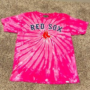 MLB NEW Boston Red Sox Pink Tie Dye Shirt Youth Size Small Baseball